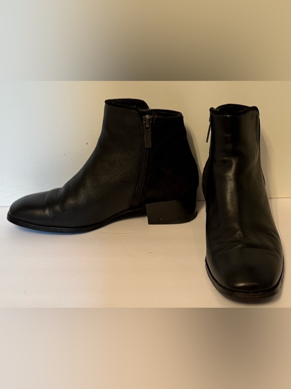 AQUATALIA SHOES ANKLE BOOTS BOOTIES BLACK LEATHER SUEDE SIDE ZIP ITALY SIZE 7